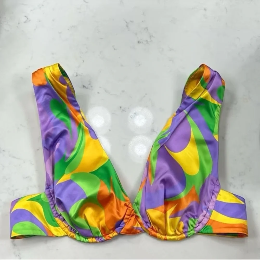 WeWoreWhat Purple and Yellow Bikini Top NWOT - Picture 2 of 5